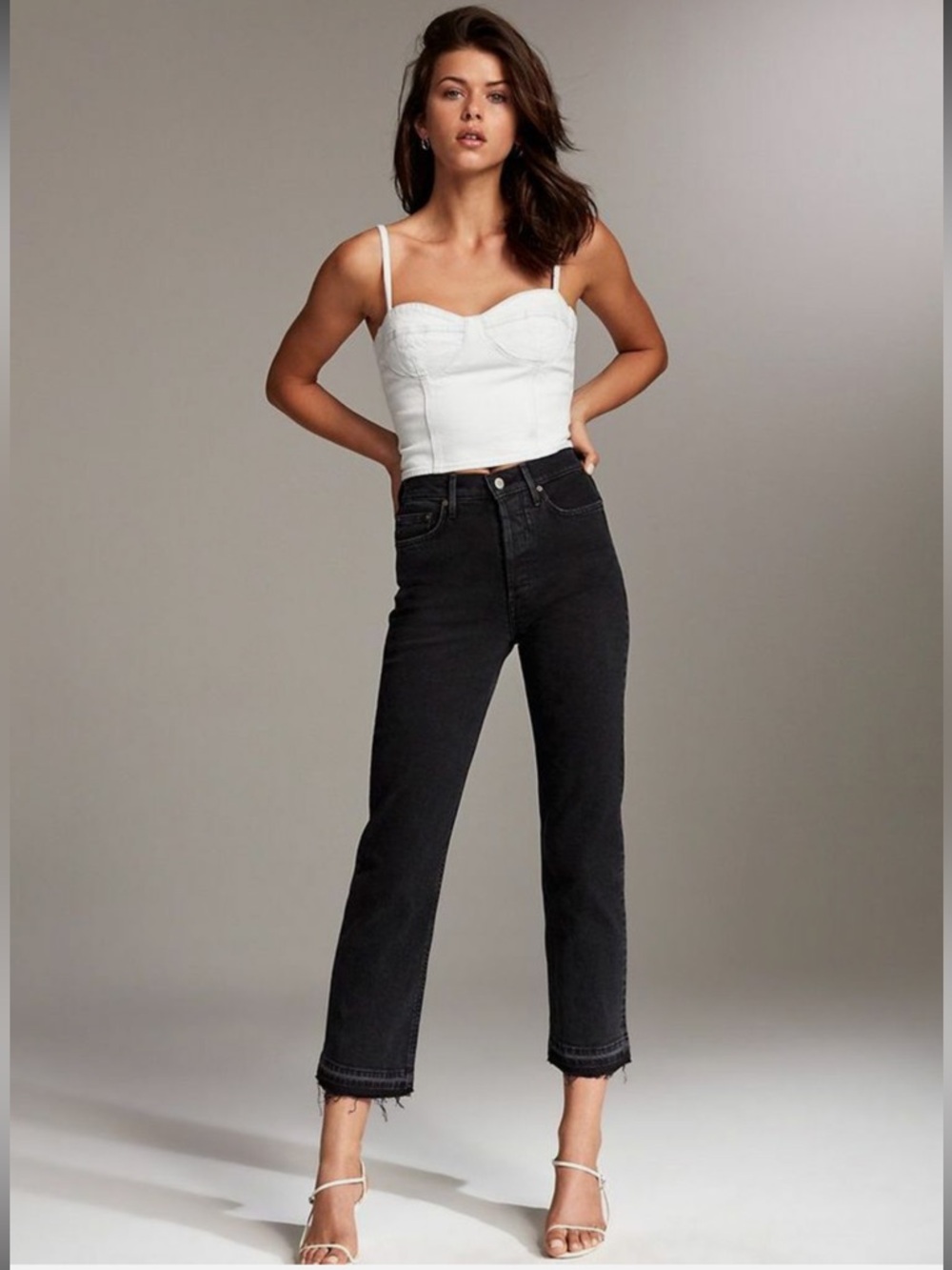 Aritzia Denim Forum The Arlo High Rise Raw Hem Jeans Black Eyeliner